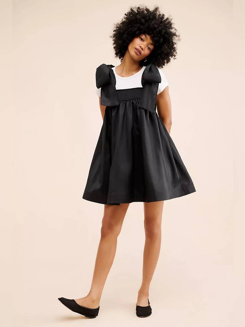 Anthropologie Hutch Solid Tie Strap Mini Dress Black Medium